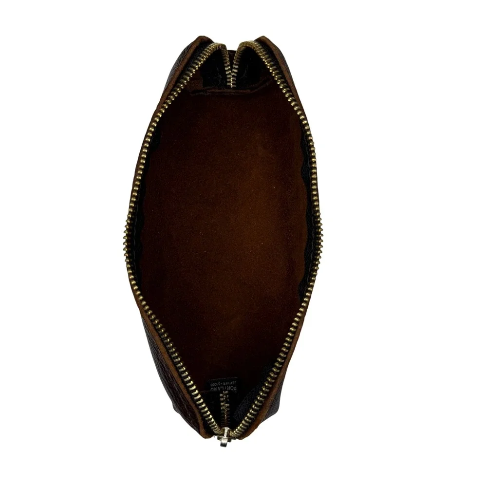 Portland Leather Goods Sidekick Pouch Coldbrew Brown Leather Cosmetic Bag New
